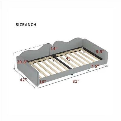 Twin size Upholstered Daybed with Cloud-Shaped Backrest