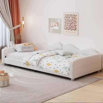 Twin size Upholstered Daybed with Cloud-Shaped Backrest
