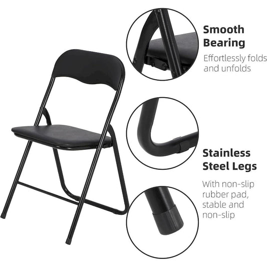 4 Folding Chairs with Cushion, with Non-Slip Feet Pads