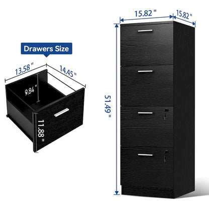 Moasis 15 Deep Vertical 4-Drawer File Cabinet with Lock for Letter A4-Sized Files