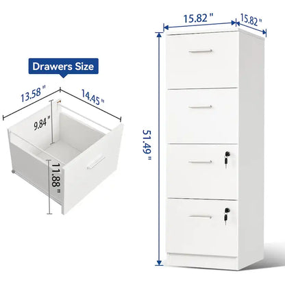 Moasis 15 Deep Vertical 4-Drawer File Cabinet with Lock for Letter A4-Sized Files