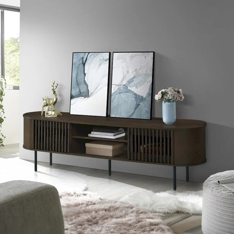 New Classic Furniture Brax 2-Shelf TV Console with Sliding Doors