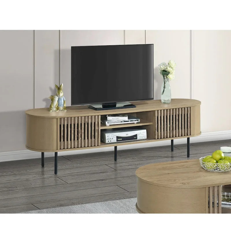New Classic Furniture Brax 2-Shelf TV Console with Sliding Doors
