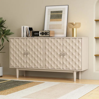 Modern 4-door Sideboard with Convex Pattern Doors