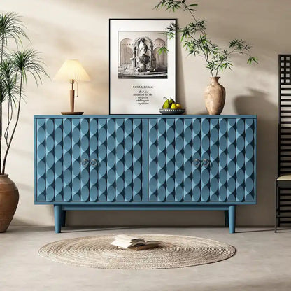 Modern 4-door Sideboard with Convex Pattern Doors