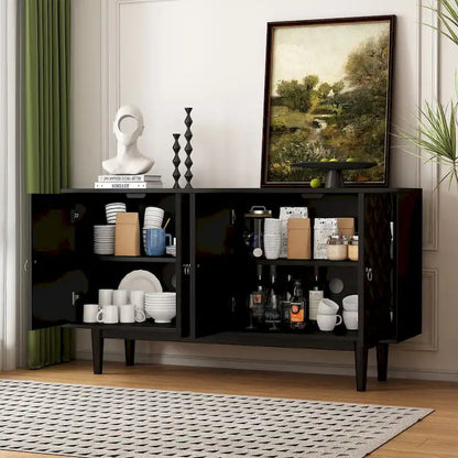 Modern 4-door Sideboard with Convex Pattern Doors