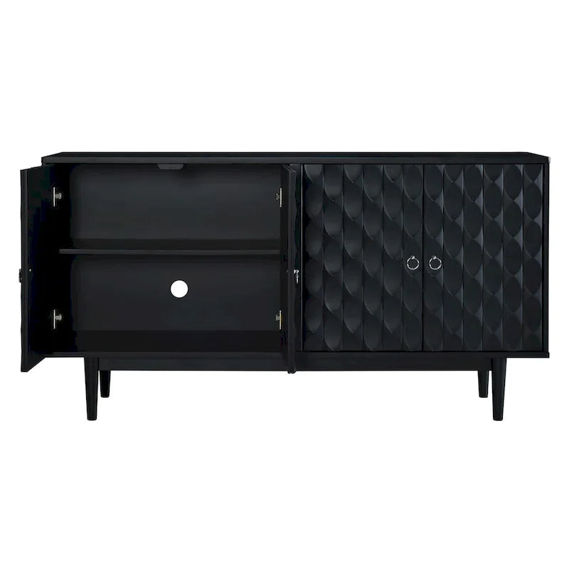 Modern 4-door Sideboard with Convex Pattern Doors