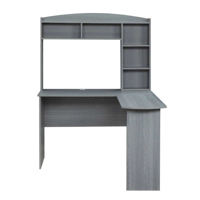 Techni Mobili Modern L-Shaped Desk with Hutch Grey