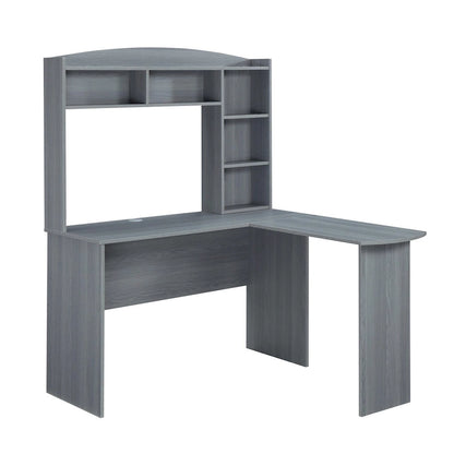 Techni Mobili Modern L-Shaped Desk with Hutch Grey