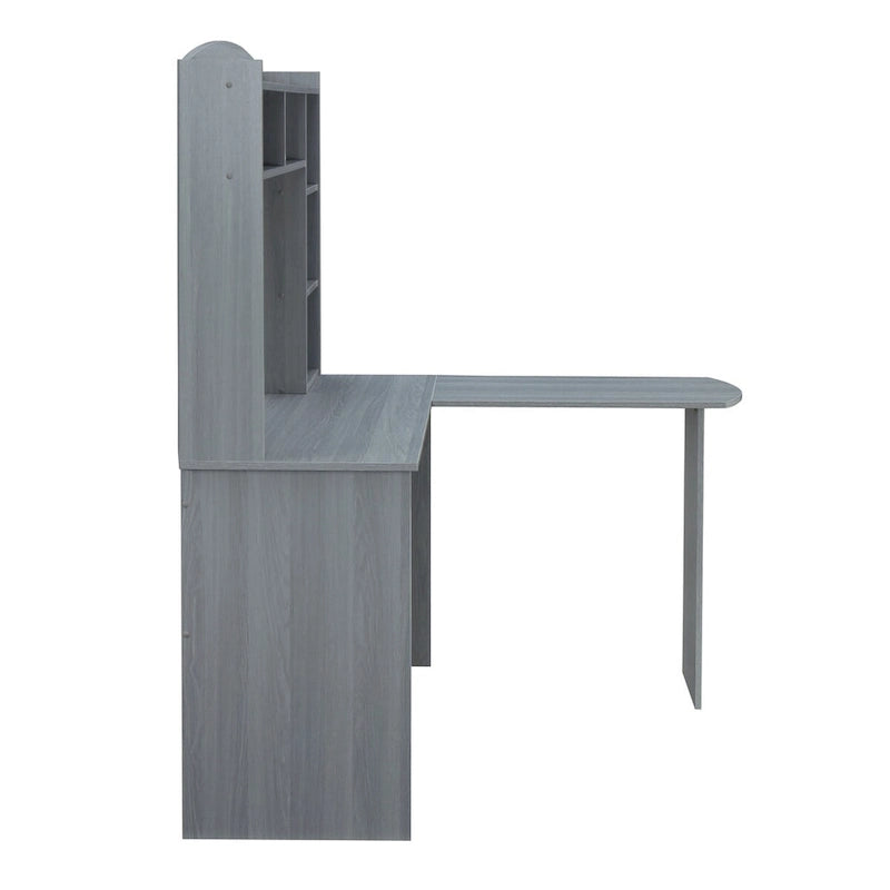 Techni Mobili Modern L-Shaped Desk with Hutch Grey