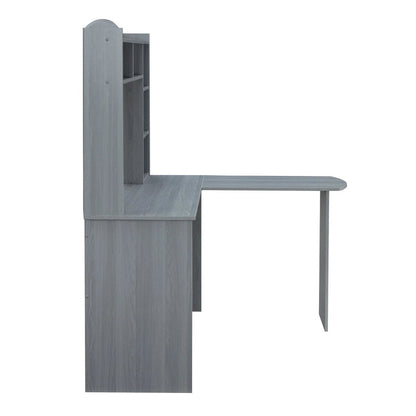 Techni Mobili Modern L-Shaped Desk with Hutch Grey