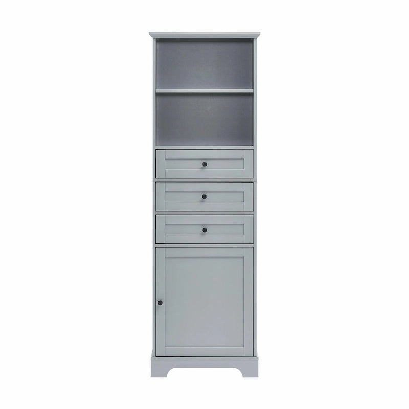 Tall Storage Cabinet with 3 Drawers and Adjustable Shelves for Bathroom