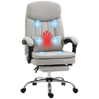 Microfibre Executive Massage Office Chair, Swivel Computer Desk Chair,Heated Reclining Computer Chair with Lumbar Support Pillow