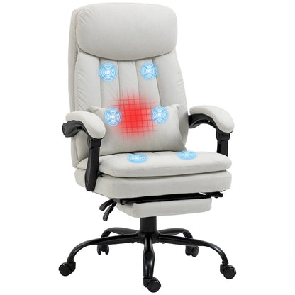 Microfibre Executive Massage Office Chair, Swivel Computer Desk Chair,Heated Reclining Computer Chair with Lumbar Support Pillow