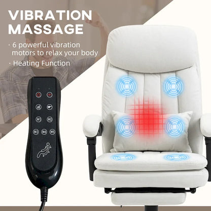 Microfibre Executive Massage Office Chair, Swivel Computer Desk Chair,Heated Reclining Computer Chair with Lumbar Support Pillow