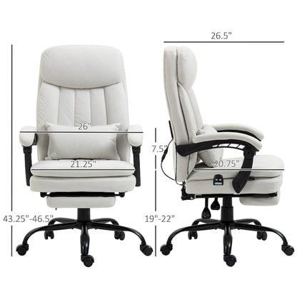 Microfibre Executive Massage Office Chair, Swivel Computer Desk Chair,Heated Reclining Computer Chair with Lumbar Support Pillow