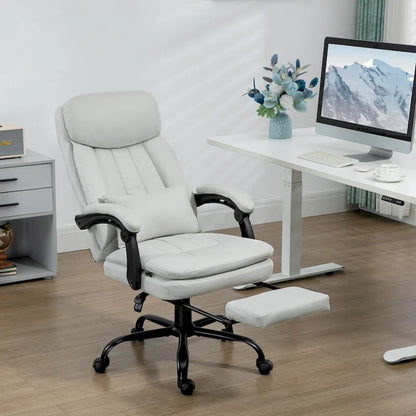 Microfibre Executive Massage Office Chair, Swivel Computer Desk Chair,Heated Reclining Computer Chair with Lumbar Support Pillow