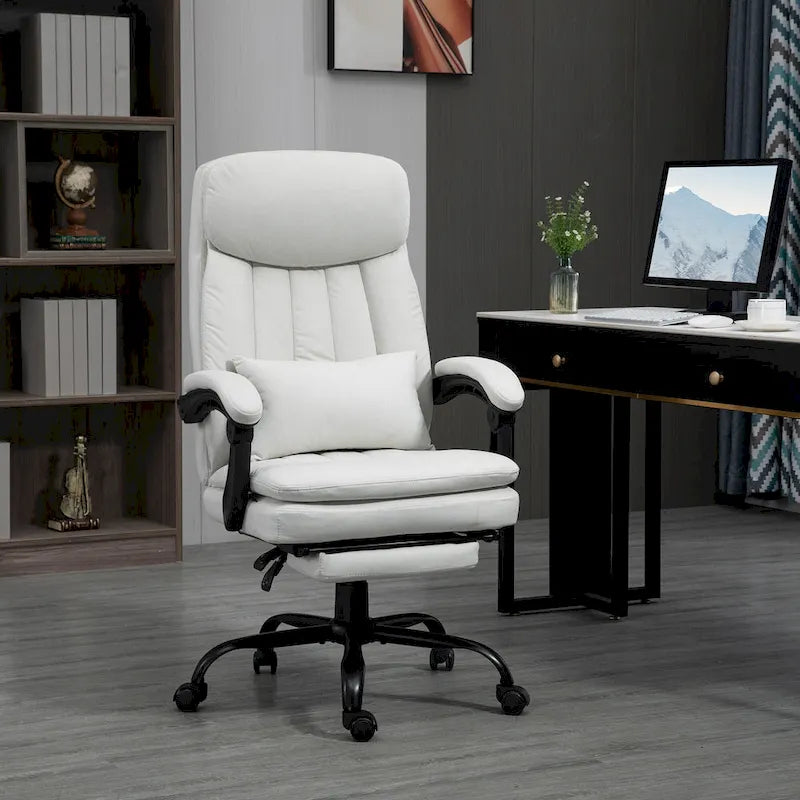 Microfibre Executive Massage Office Chair, Swivel Computer Desk Chair,Heated Reclining Computer Chair with Lumbar Support Pillow