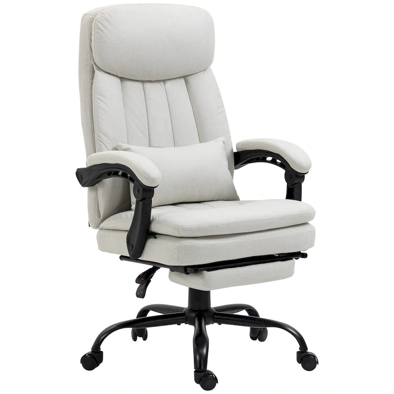 Microfibre Executive Massage Office Chair, Swivel Computer Desk Chair,Heated Reclining Computer Chair with Lumbar Support Pillow