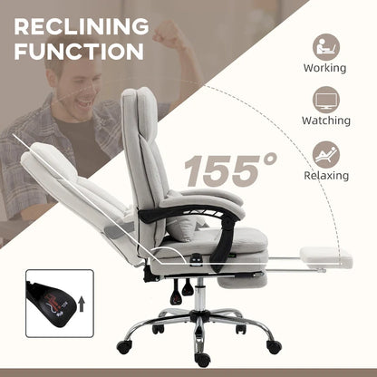 Microfibre Executive Massage Office Chair, Swivel Computer Desk Chair,Heated Reclining Computer Chair with Lumbar Support Pillow