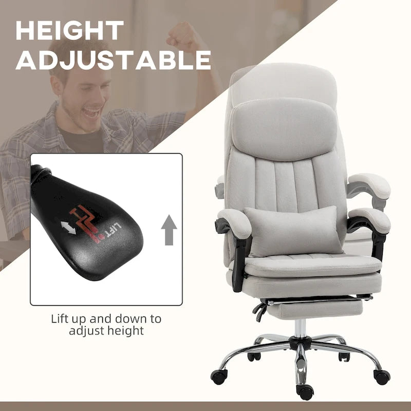 Microfibre Executive Massage Office Chair, Swivel Computer Desk Chair,Heated Reclining Computer Chair with Lumbar Support Pillow