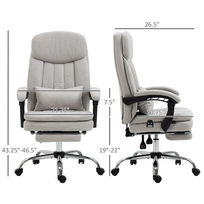 Microfibre Executive Massage Office Chair, Swivel Computer Desk Chair,Heated Reclining Computer Chair with Lumbar Support Pillow
