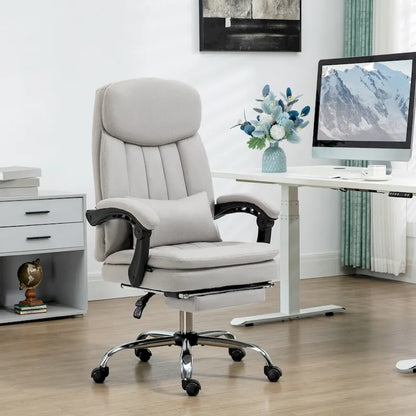 Microfibre Executive Massage Office Chair, Swivel Computer Desk Chair,Heated Reclining Computer Chair with Lumbar Support Pillow