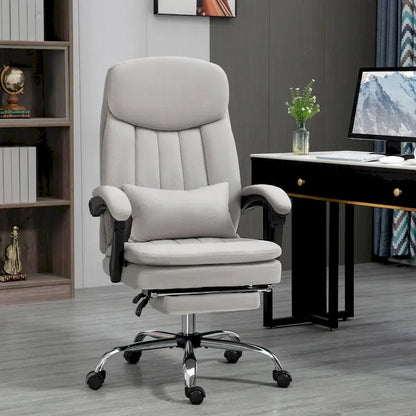 Microfibre Executive Massage Office Chair, Swivel Computer Desk Chair,Heated Reclining Computer Chair with Lumbar Support Pillow