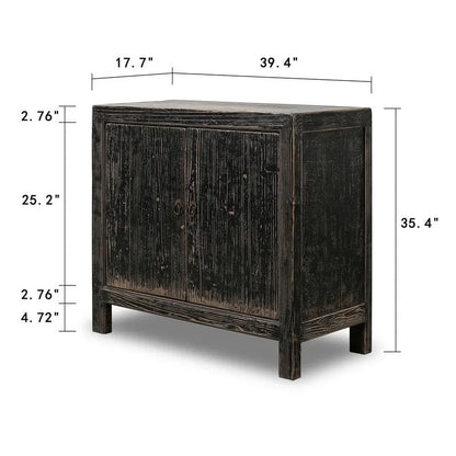 Two Doors Cabient Distressed Black 39x18x35H