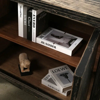 Two Doors Cabient Distressed Black 39x18x35H