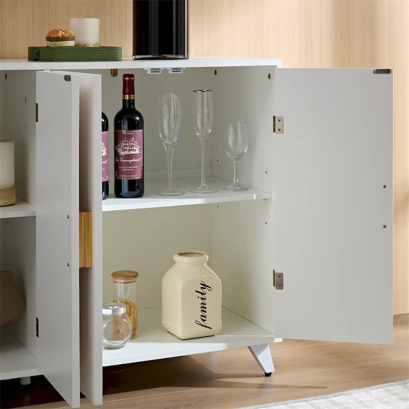 Sideboard Buffet Cabinet With 4 Doors And Removable Shelves