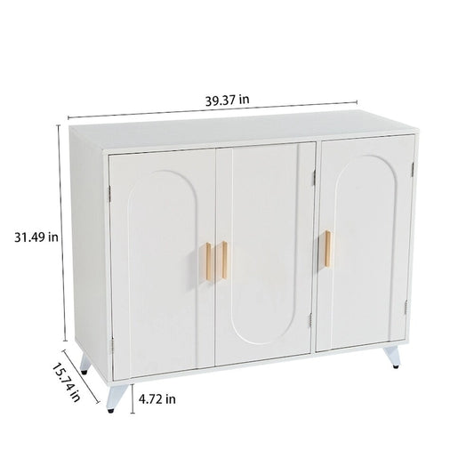 Sideboard Buffet Cabinet With 3 Doors And Removable Shelves