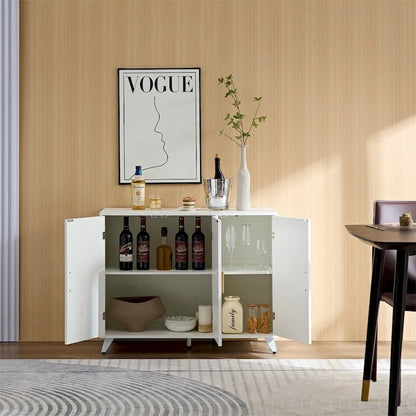 Sideboard Buffet Cabinet With 3 Doors And Removable Shelves