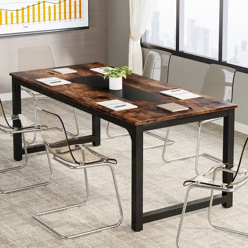 71 Wood Conference Table, Modern Seminar Table for Meeting Room - 70.9 L x 35.4 W x 30.3 H