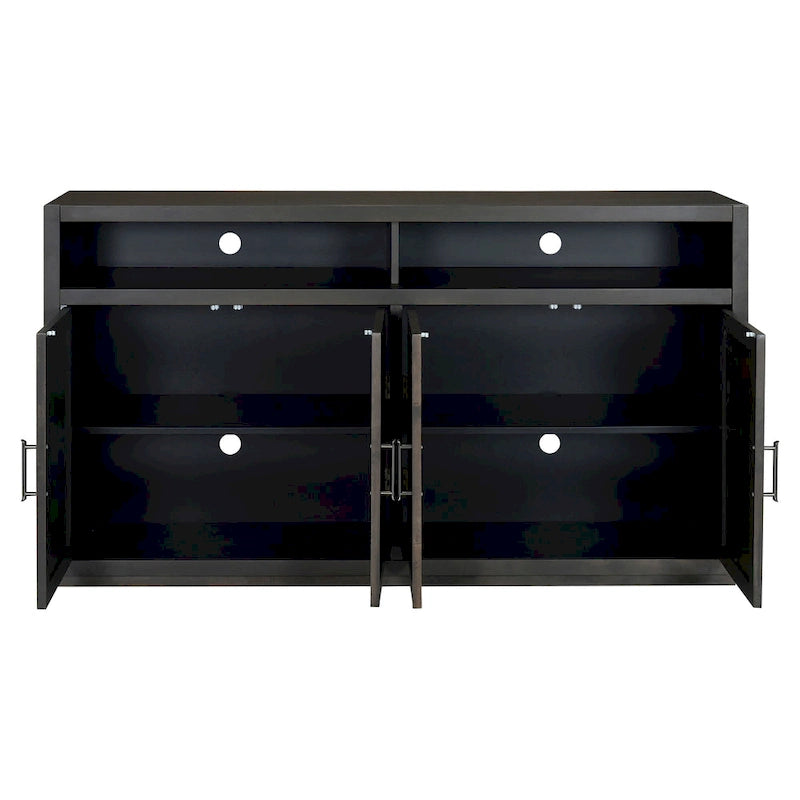 4-door Classic Sideboard with Open Storage and Adjustable Shelves