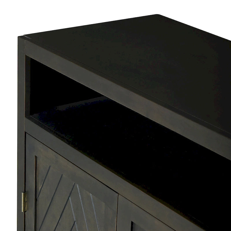 4-door Classic Sideboard with Open Storage and Adjustable Shelves