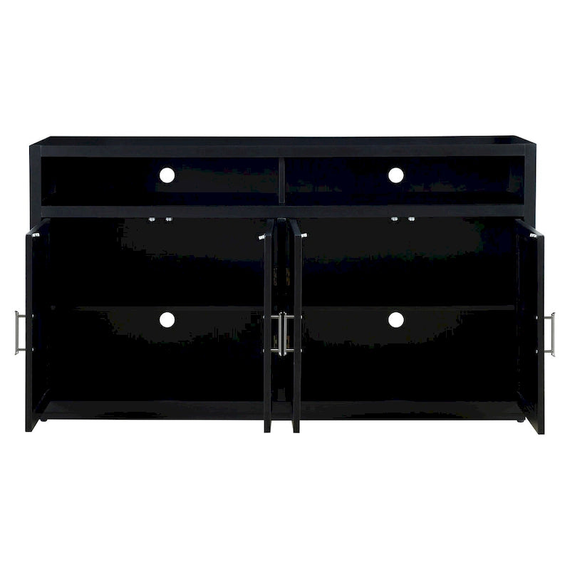 4-door Classic Sideboard with Open Storage and Adjustable Shelves
