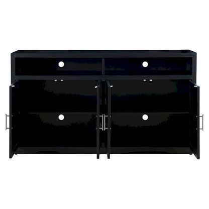 4-door Classic Sideboard with Open Storage and Adjustable Shelves