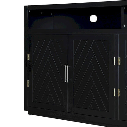 4-door Classic Sideboard with Open Storage and Adjustable Shelves