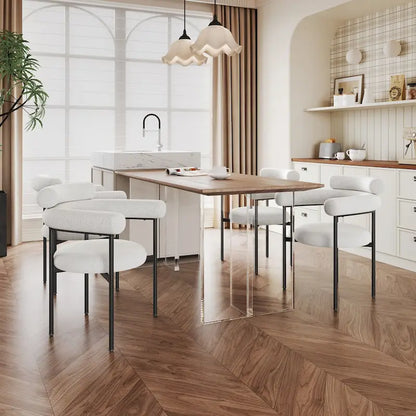 Upholstered Armchair Dining Chairs With Metal Legs for Home, Kitchen, Living Room(Set of 2)