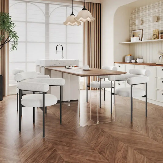 Upholstered Armchair Dining Chairs With Metal Legs for Home, Kitchen, Living Room(Set of 2)