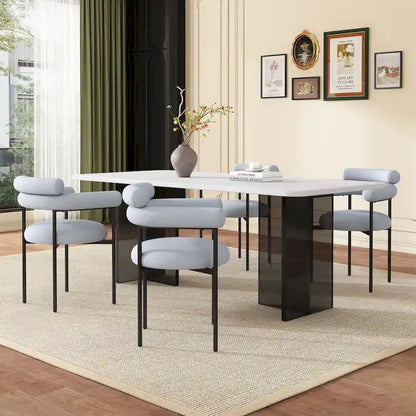 Upholstered Armchair Dining Chairs With Metal Legs for Home, Kitchen, Living Room(Set of 2)