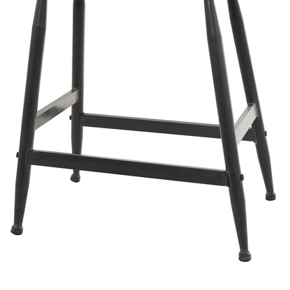 Metal Counter Stool with Brown Wood Top - Black - Roche River Decor