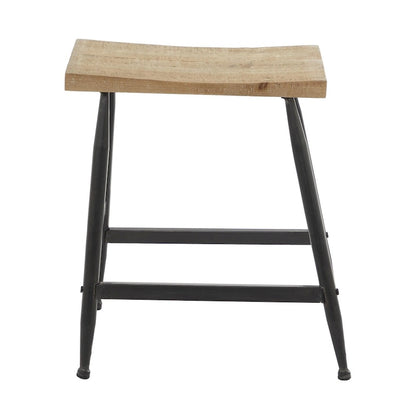 Metal Counter Stool with Brown Wood Top - Black - Roche River Decor